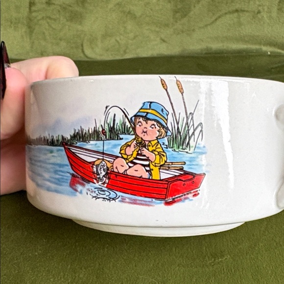 Vintage Collectible Campbell Soup Bowl Stackable - Fishing Scene - Picture 3 of 5